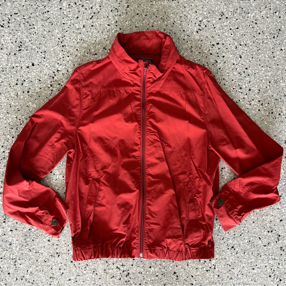 J. Crew Red Lightweight Outerwear Windbreaker Full Zip Bomber Jacket